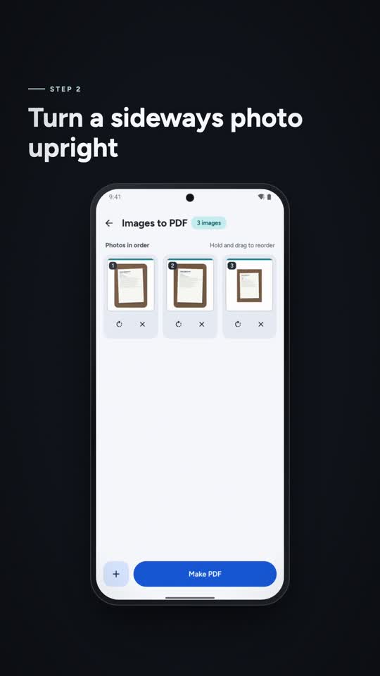 Frame from the video showing the Images to PDF steps in ViaPDF